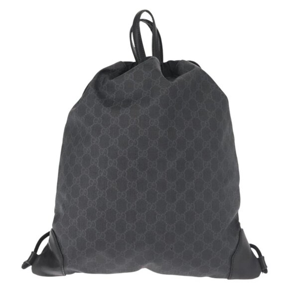 GUCCI GG Supreme Sherry Line Backpack PVC Black Auth BA5738 - Picture 4 of 15